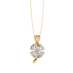 Four-leaf clover shape diamond pendant in gold