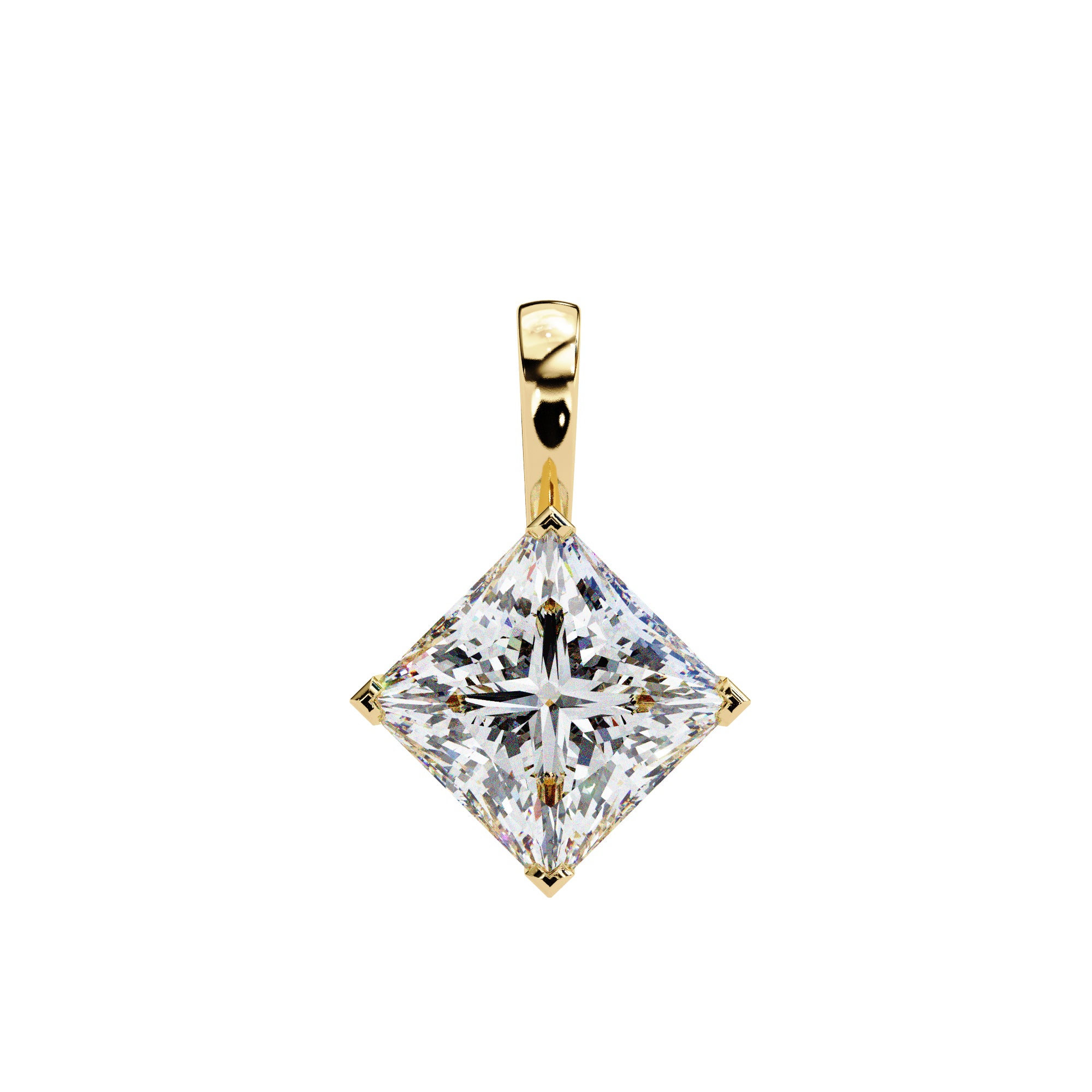 Princess-cut solitaire diamond pendant in gold