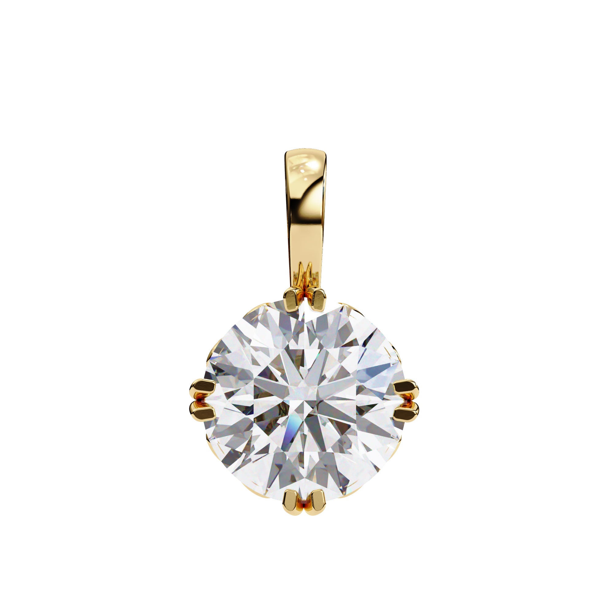 Gold prong-set solitaire diamond pendant for women