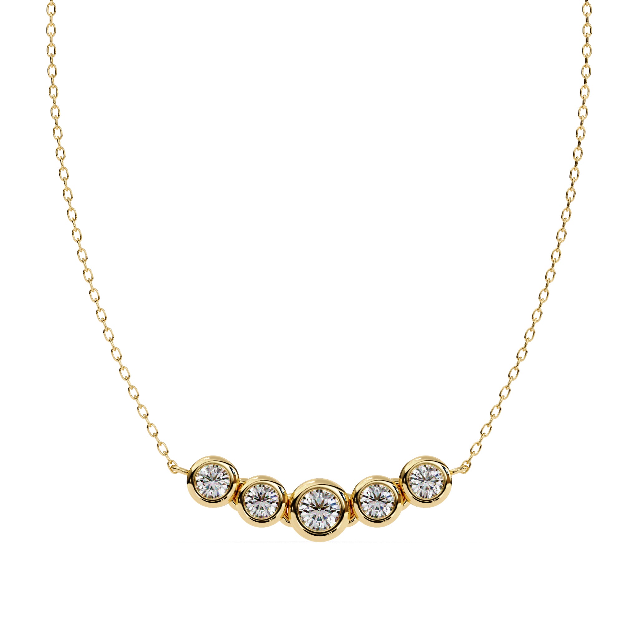 Five-stone diamond necklace in gold