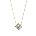 Elegant square-shaped diamond pendant in bezel setting