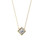 Elegant square-shaped diamond pendant in bezel setting