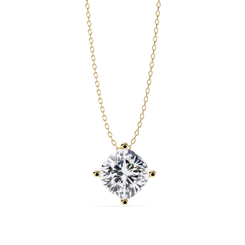 Round diamond pendant in gold 4-prong setting