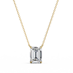 Minimalist Solitaire Emerald-Cut Diamond Pendant in Gold