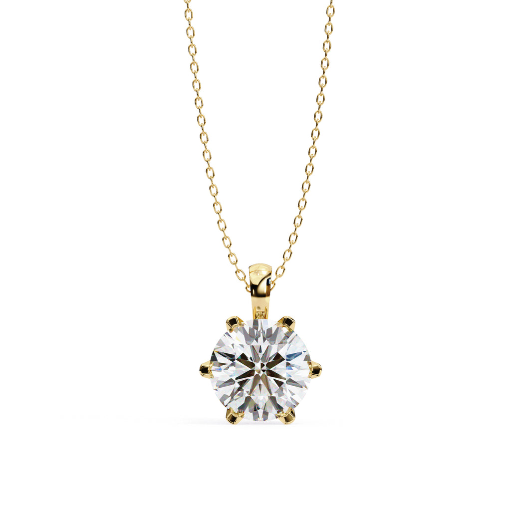 Solitaire 6-Prong Setting Round Diamond Pendant