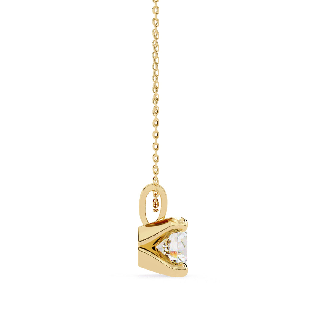 Classic solitaire round diamond necklace for women