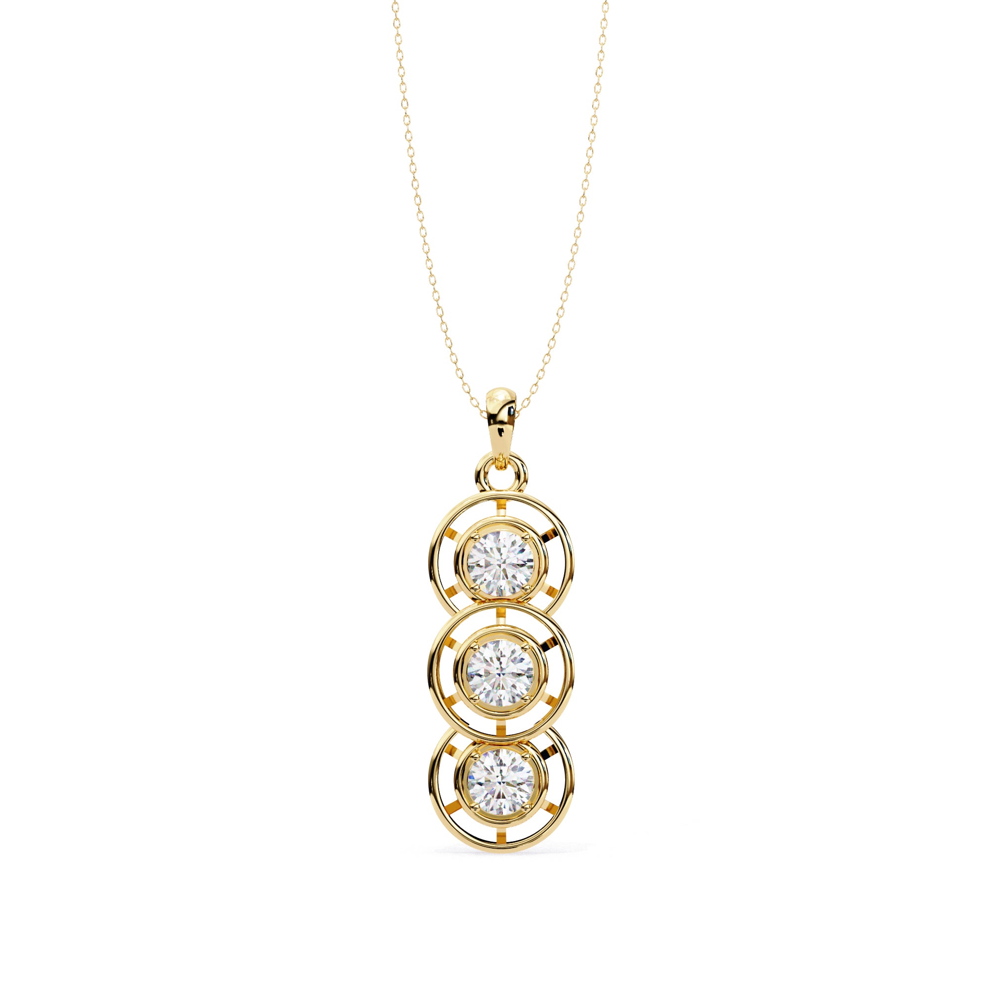 Three-circle diamond pendant in Gold