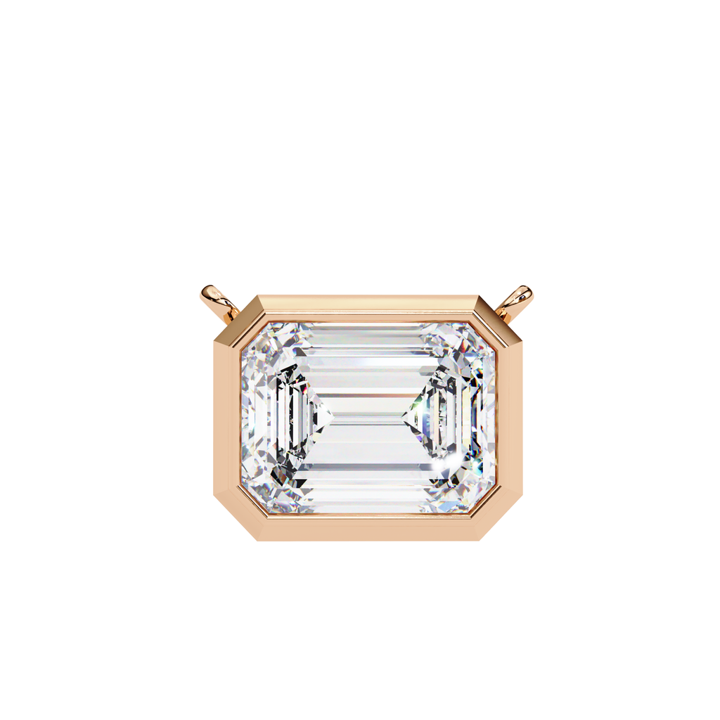 Rose Gold emerald-cut diamond bezel pendant