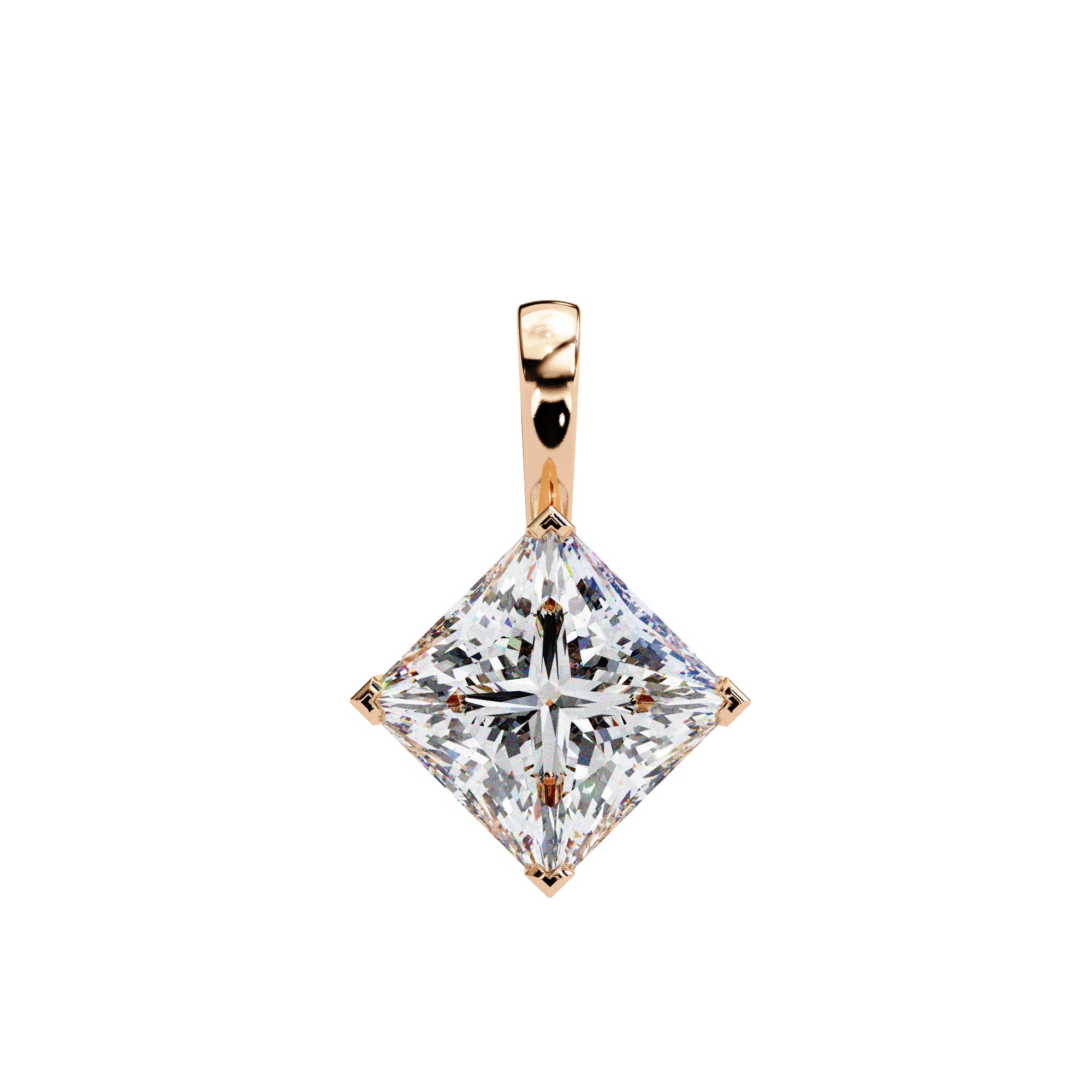 Princess-cut solitaire diamond pendant in Rose Gold