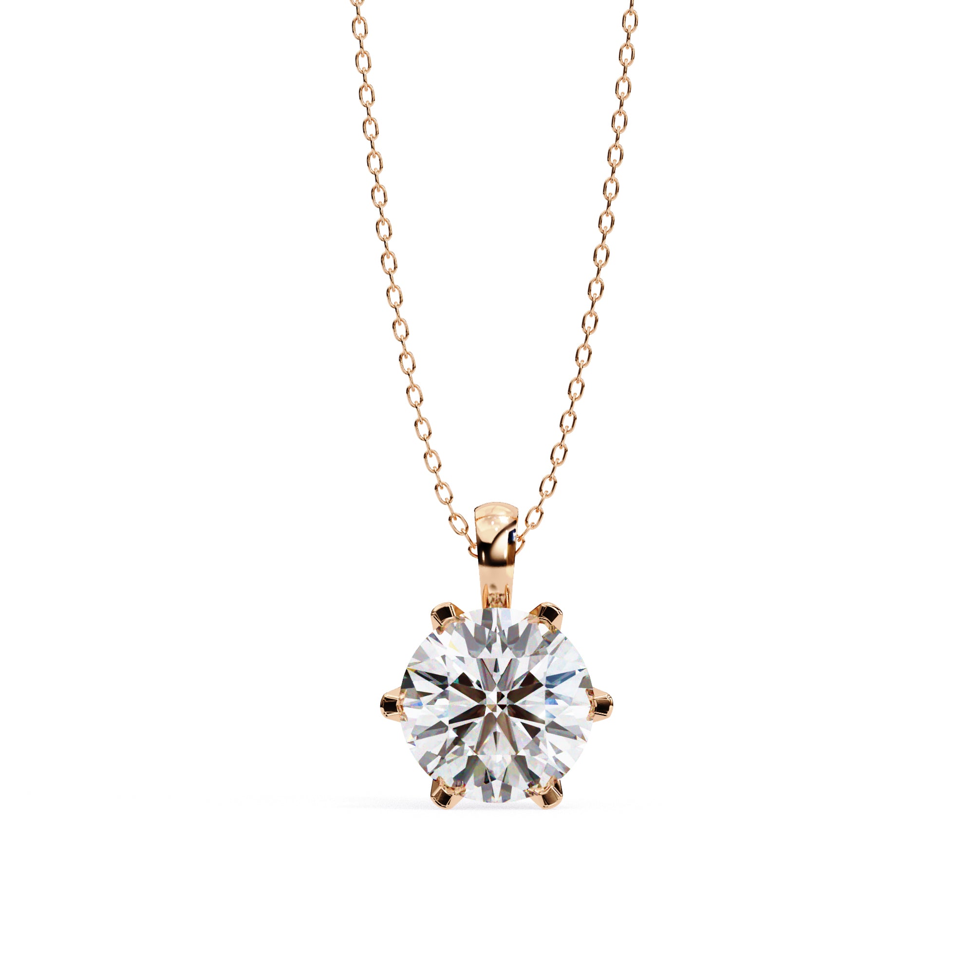 Solitaire 6-Prong Setting Round Diamond Pendant