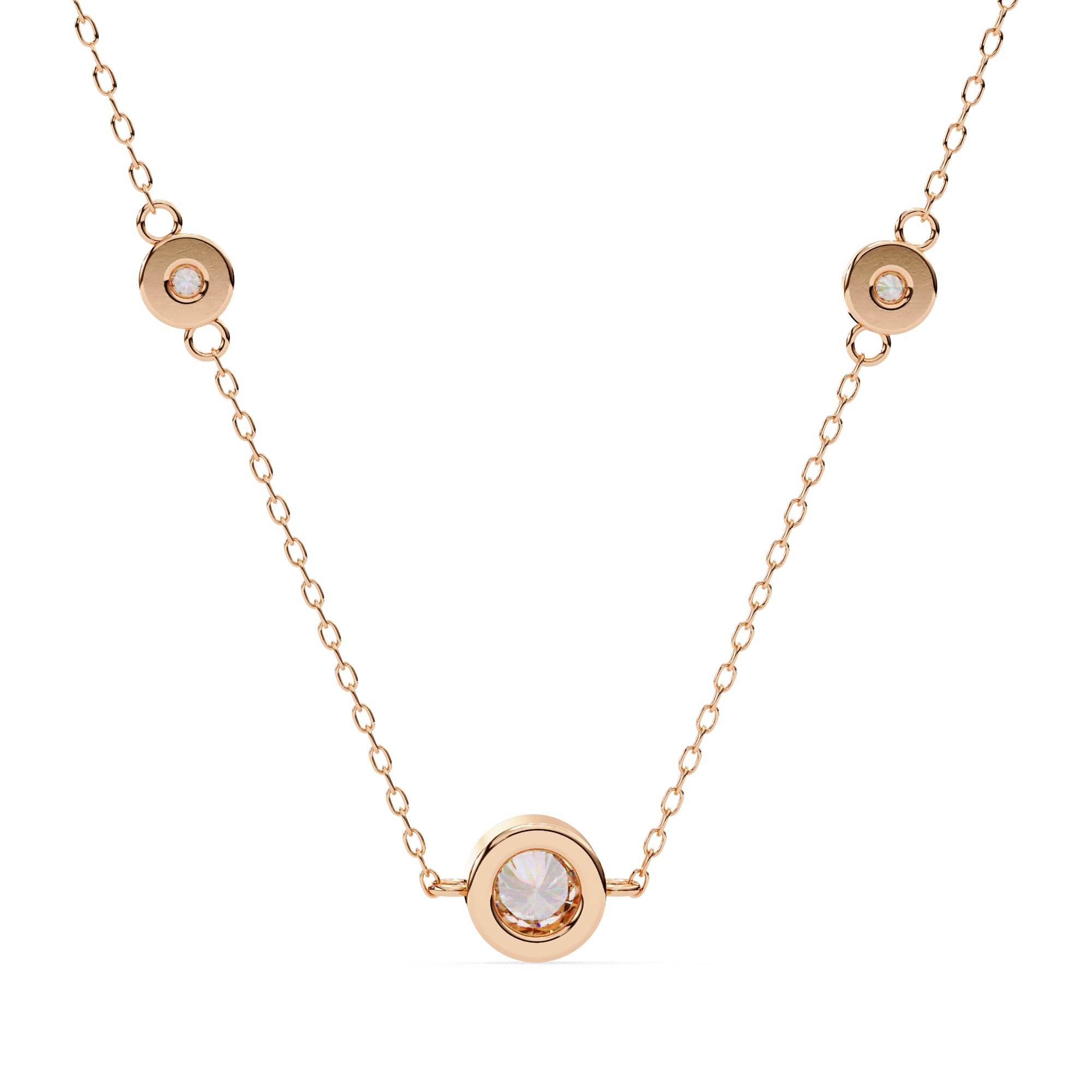 Round bezel-set diamond pendant in Rose Gold