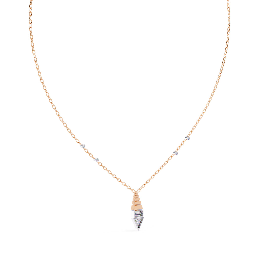 Rose Gold geometric diamond pendant with triangular shape