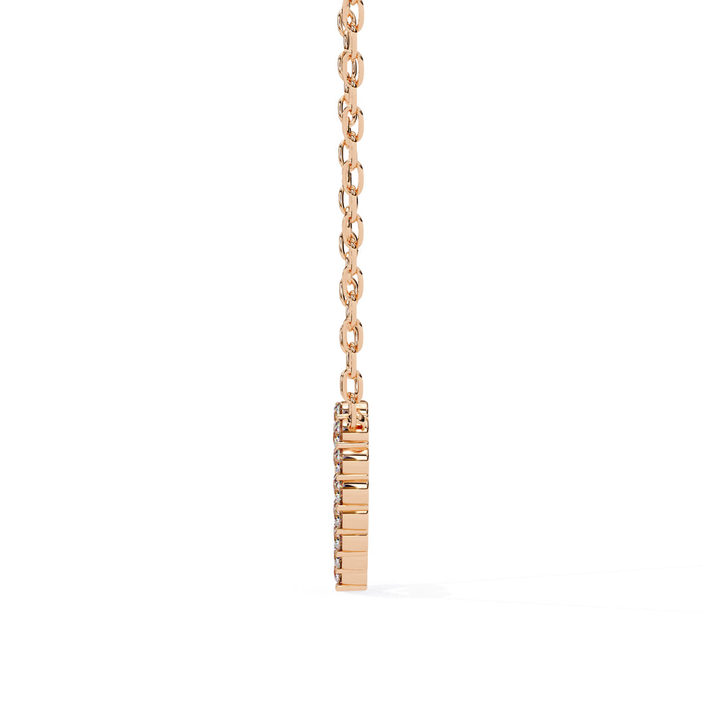 Heart design diamond pendant on rose gold chain