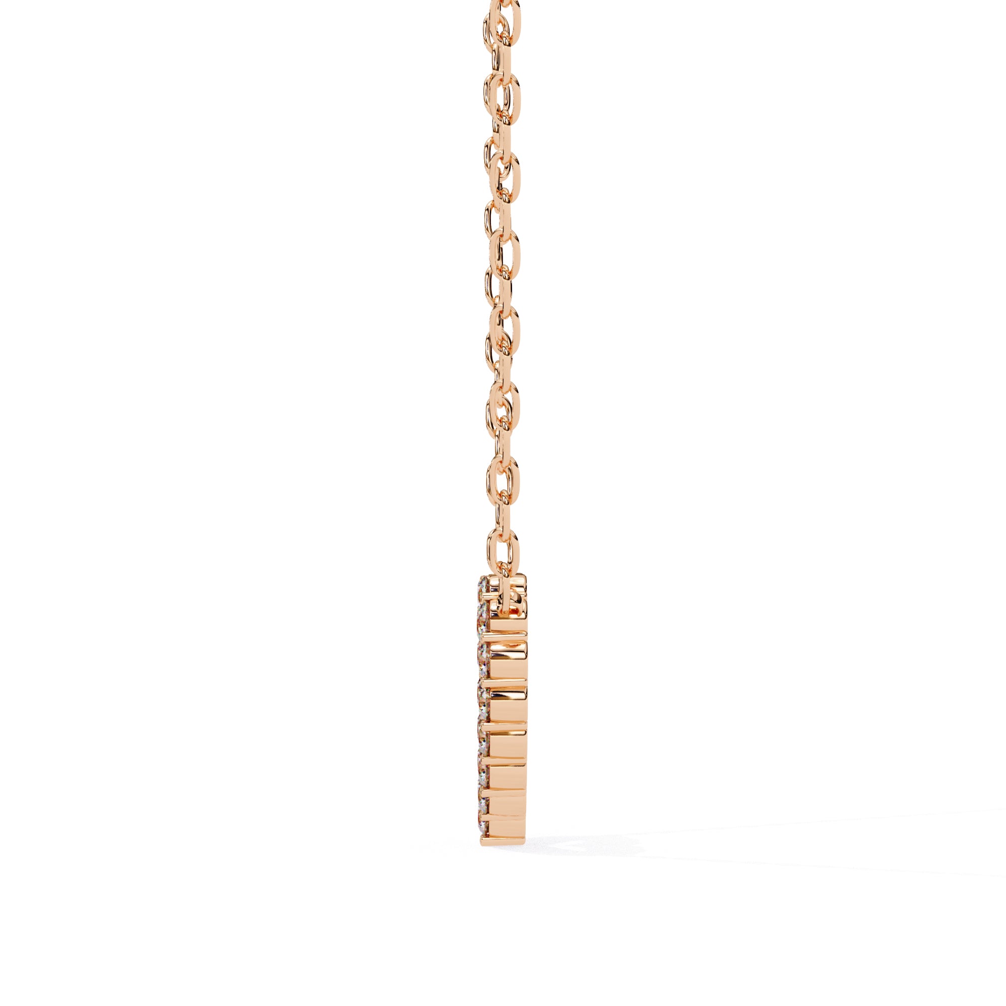 Heart design diamond pendant on rose gold chain