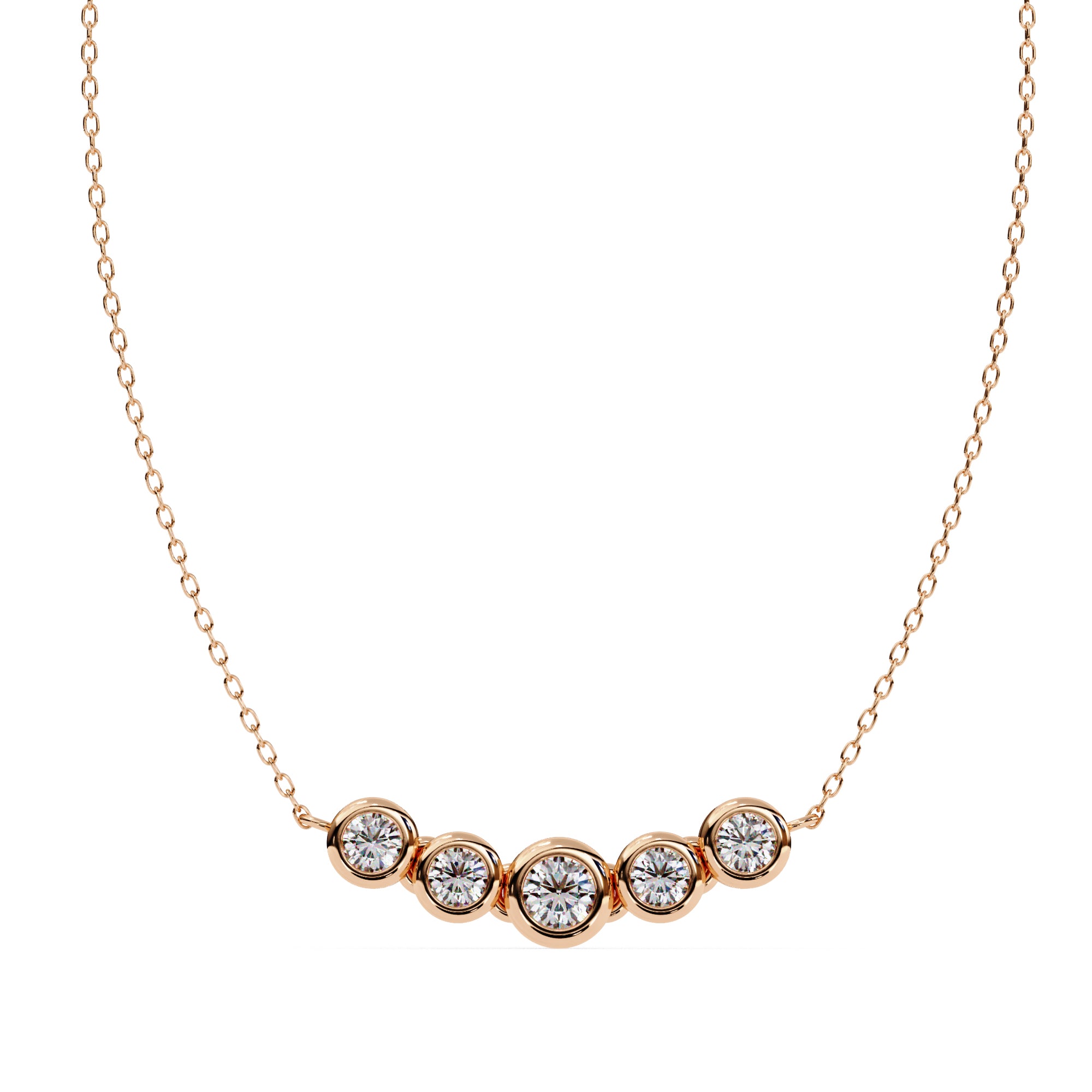 Five-stone diamond necklace in Rose Gold