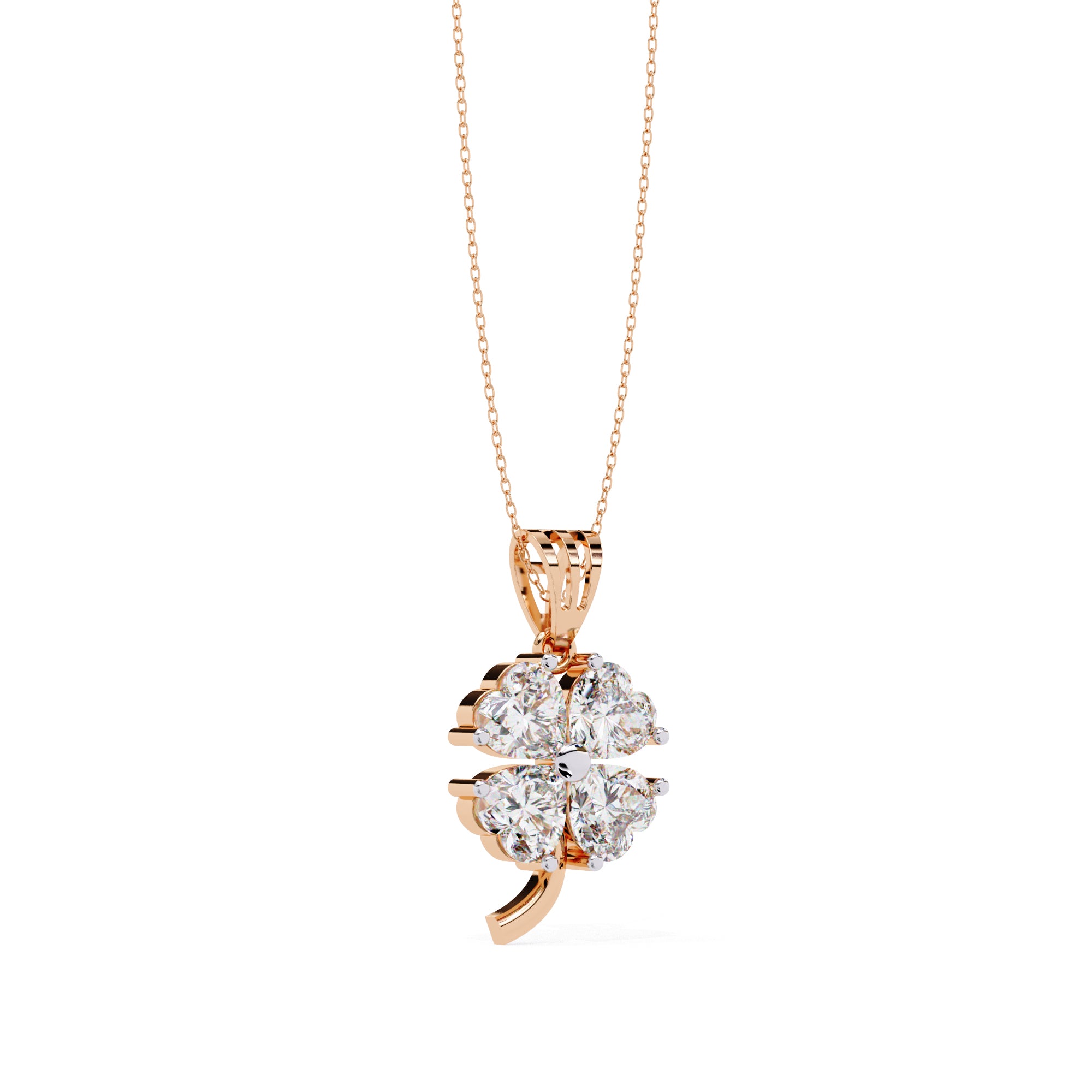 Four-leaf clover shape diamond pendant in Rose Gold