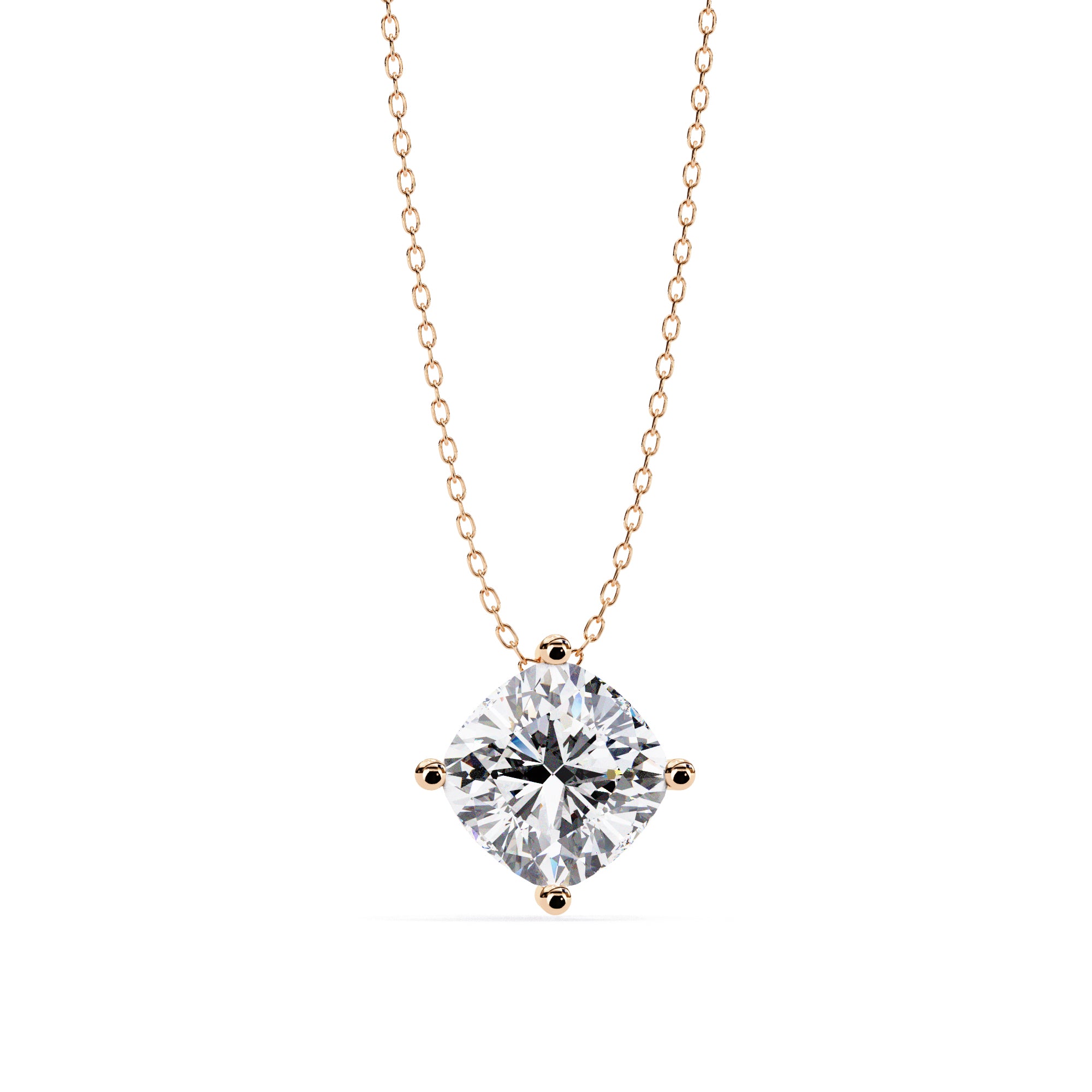Round diamond pendant in rose gold 4-prong setting
