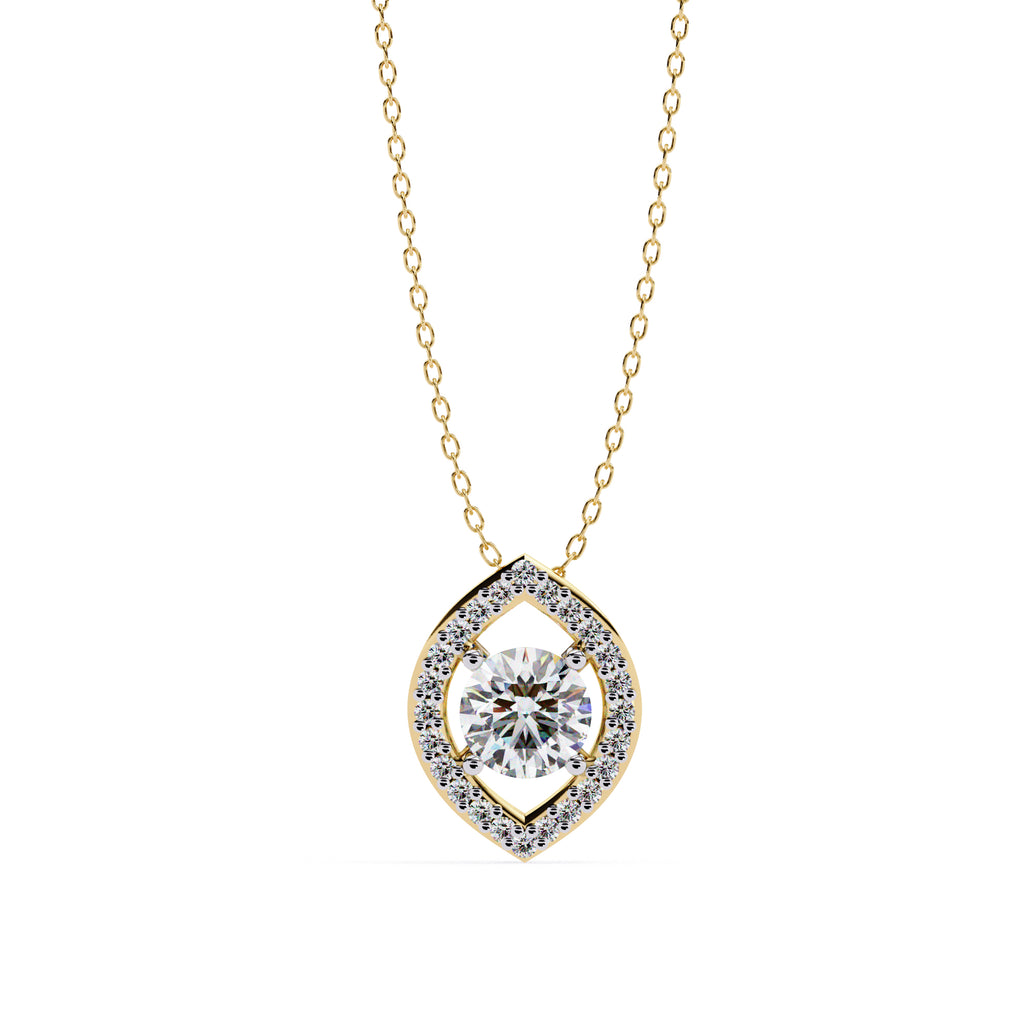 Gold Marquise Diamond Halo Pendant