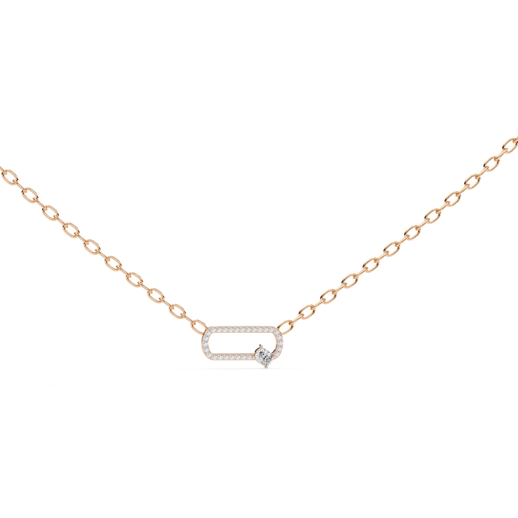 Simple geometric rose gold diamond pendant