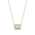 Emerald-cut solitaire diamond pendant in gold