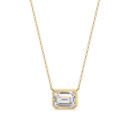 Emerald-cut solitaire diamond pendant in gold