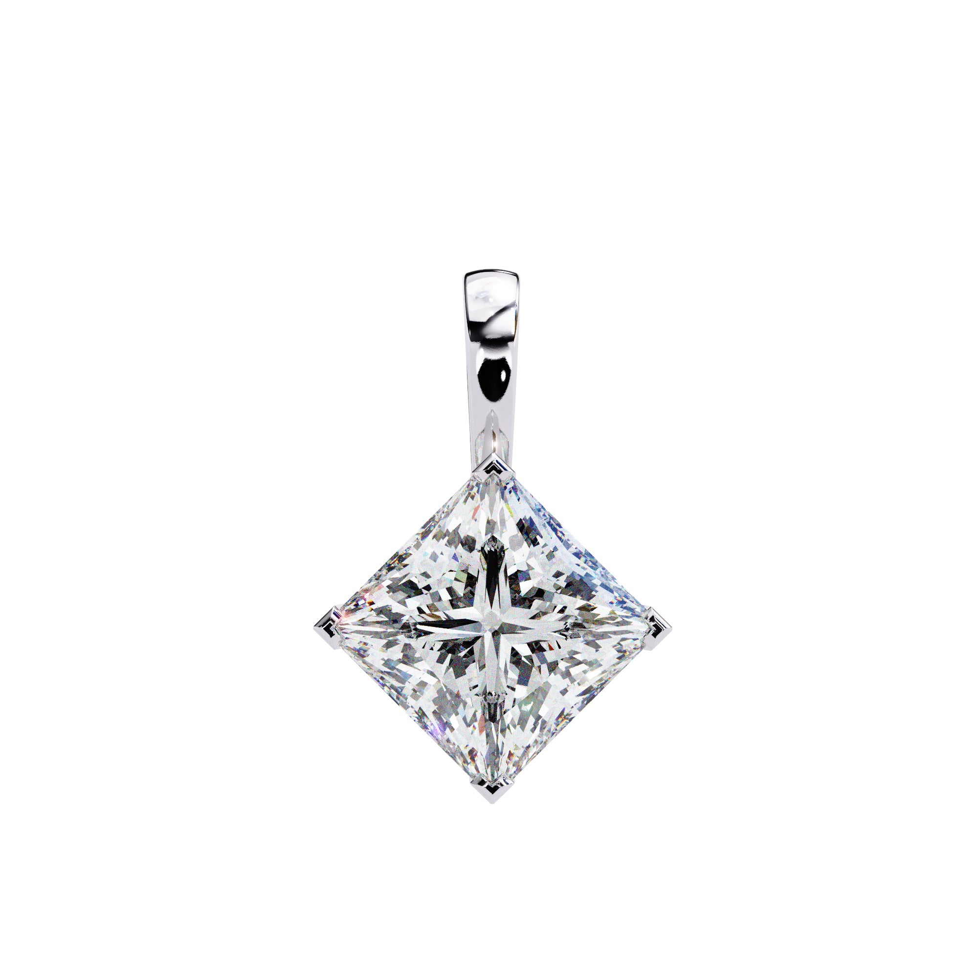 White Gold princess-cut diamond pendant for women