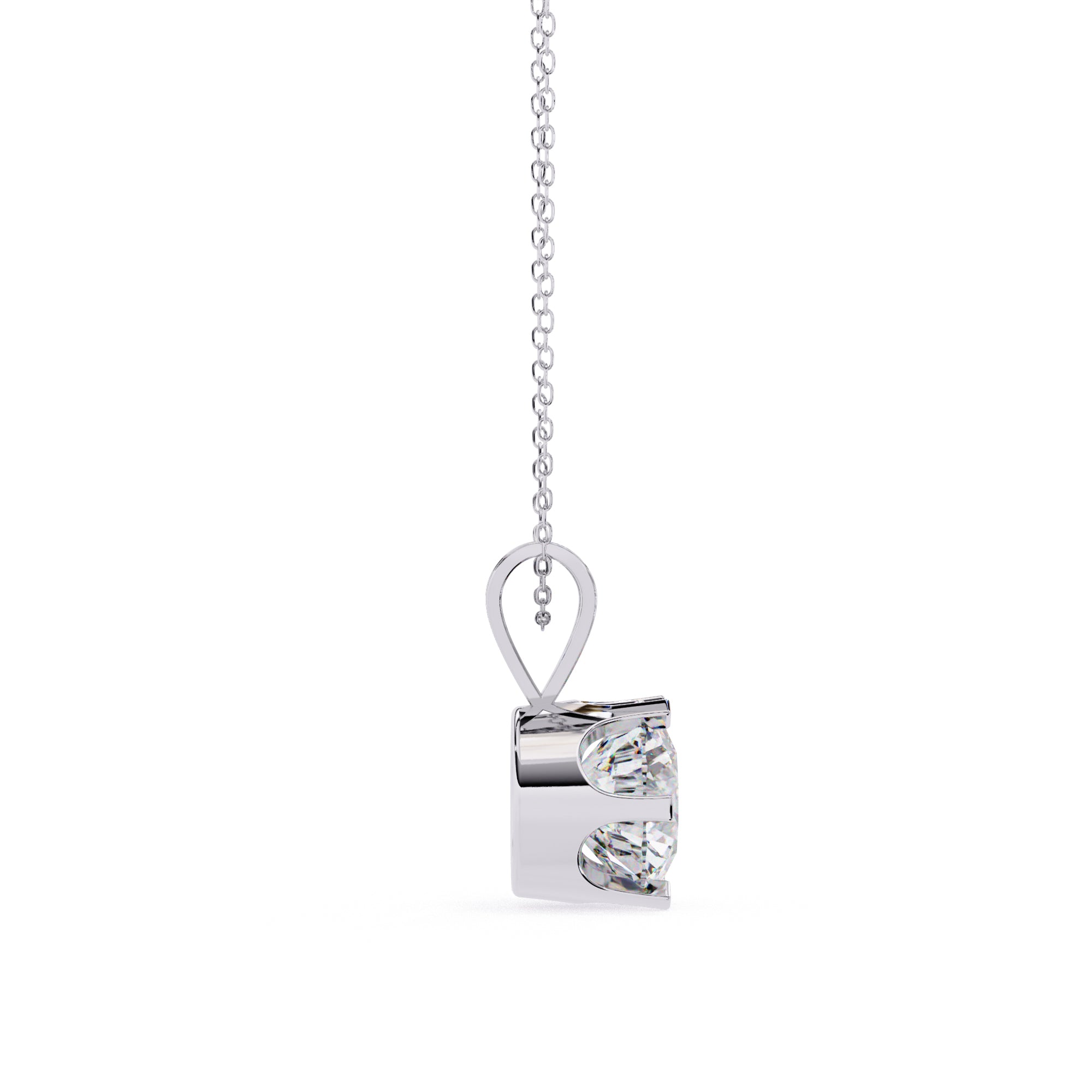White Gold round diamond pendant with prong design
