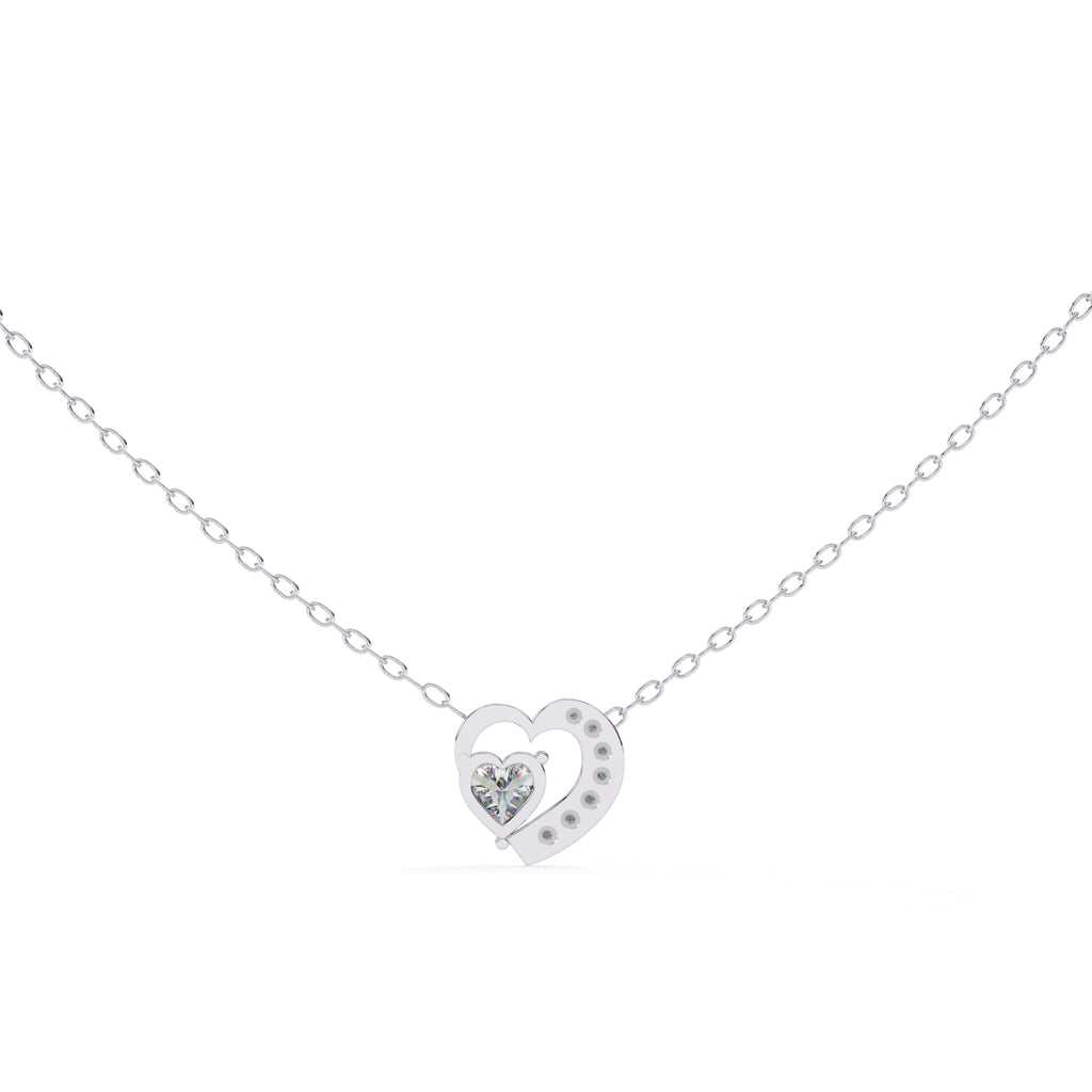 Double heart shape diamond necklace