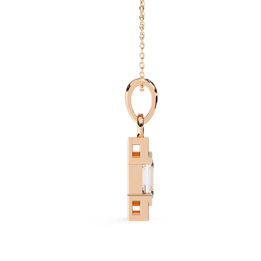 Rose Gold rectangular diamond pendant