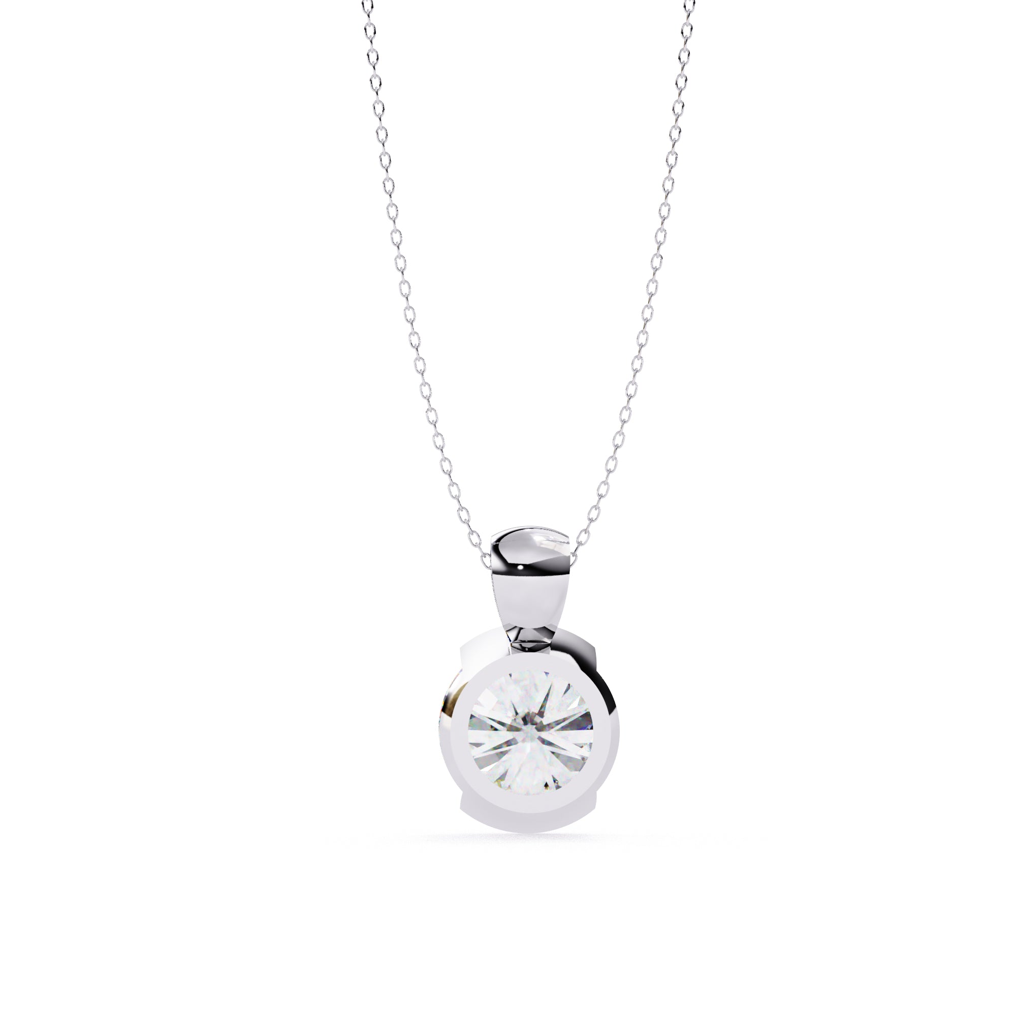 High-shine round solitaire diamond pendant