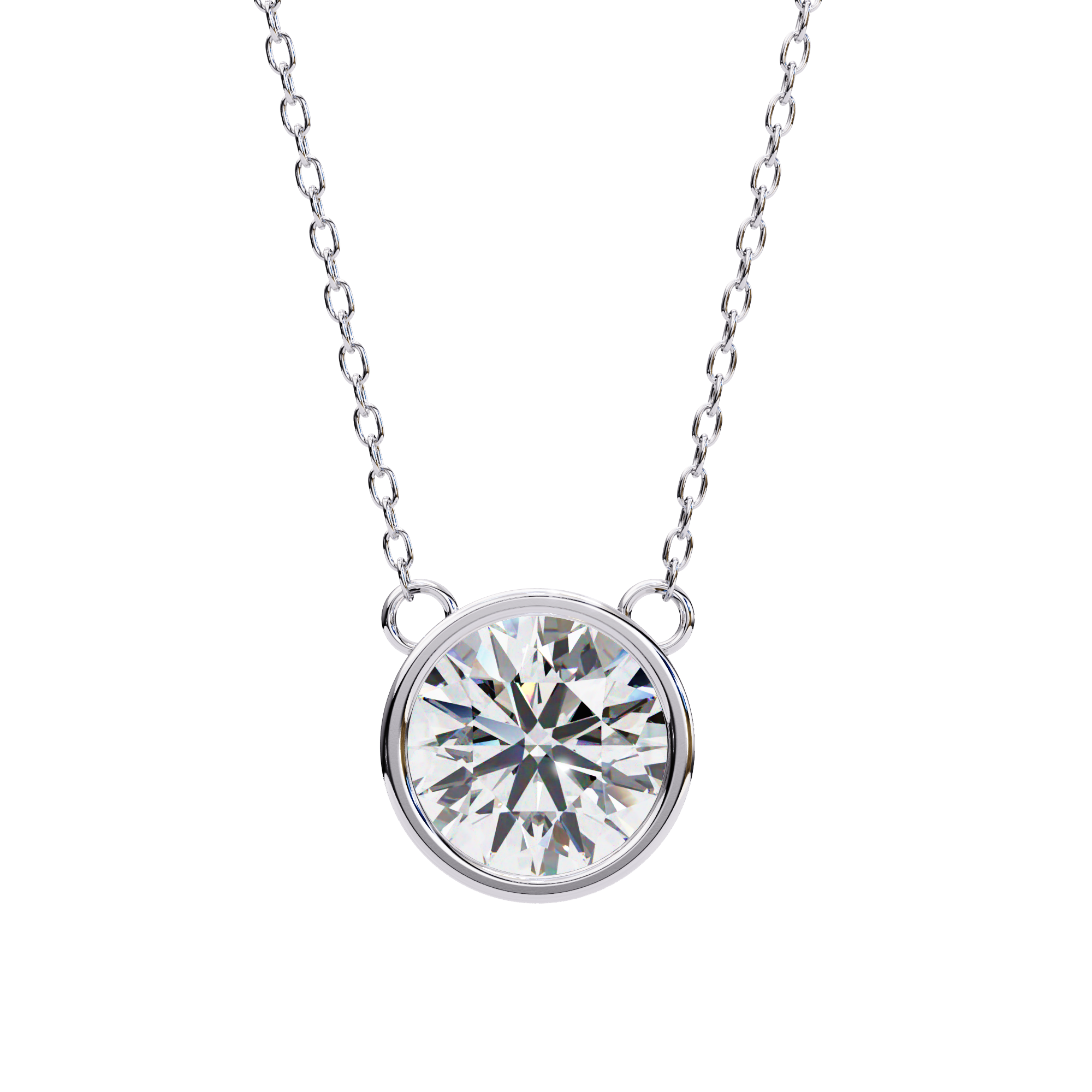 Round solitaire diamond pendant in White Gold