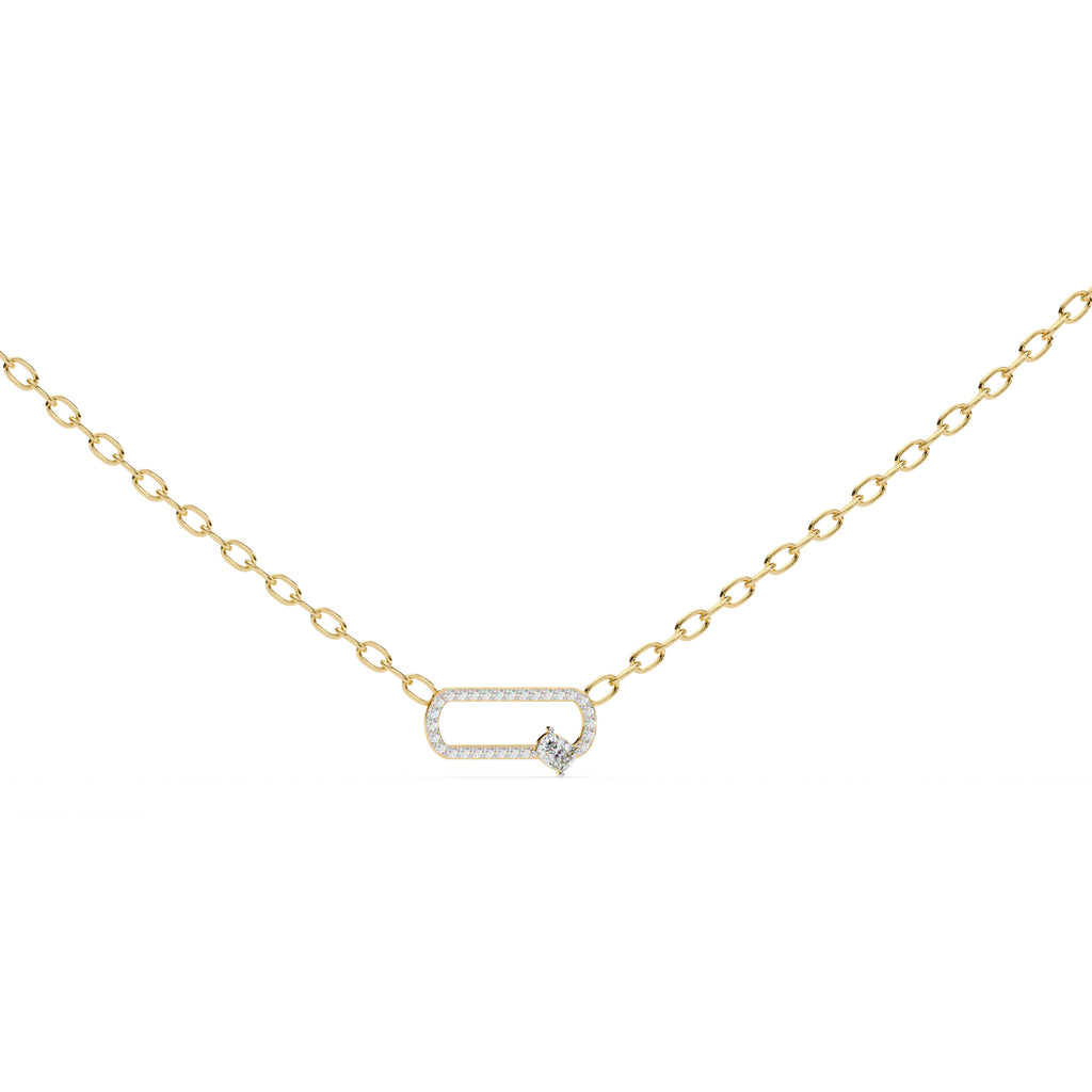 Simple geometric gold diamond pendant