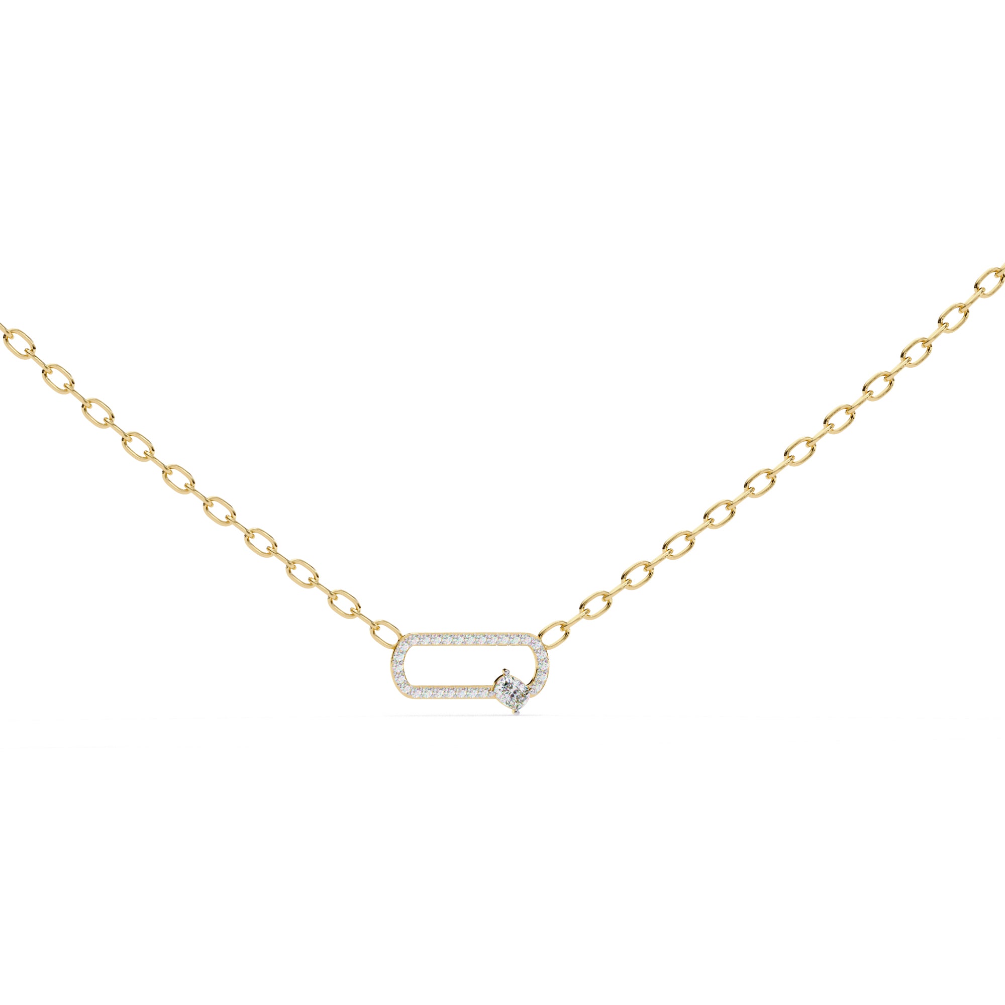 Simple geometric gold diamond pendant