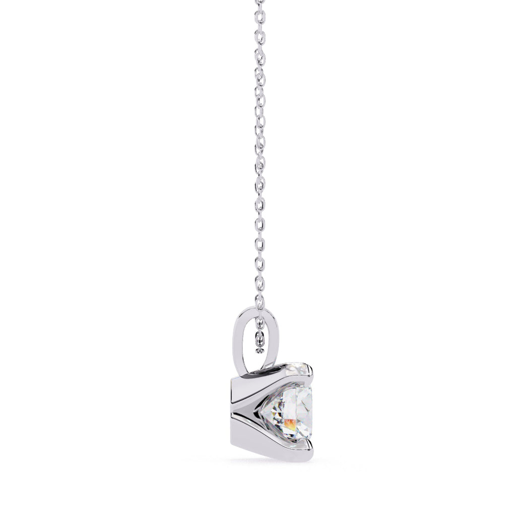 Classic solitaire round diamond necklace for women