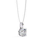 Round diamond solitaire pendant in 4-prong white gold setting