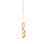Princess-style rectangular diamond pendant with rose gold chain