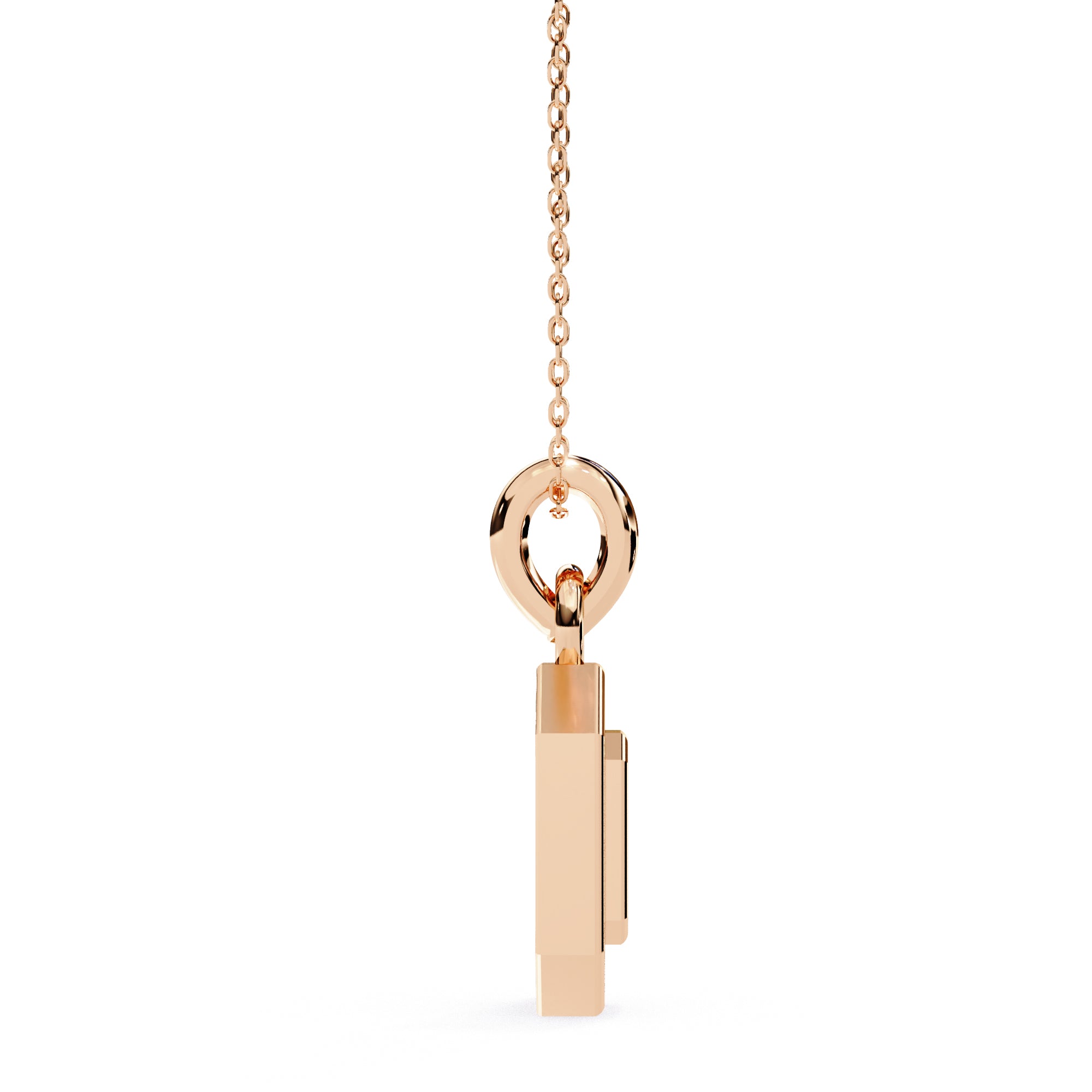 Emerald-cut diamond pendant in Rose Gold