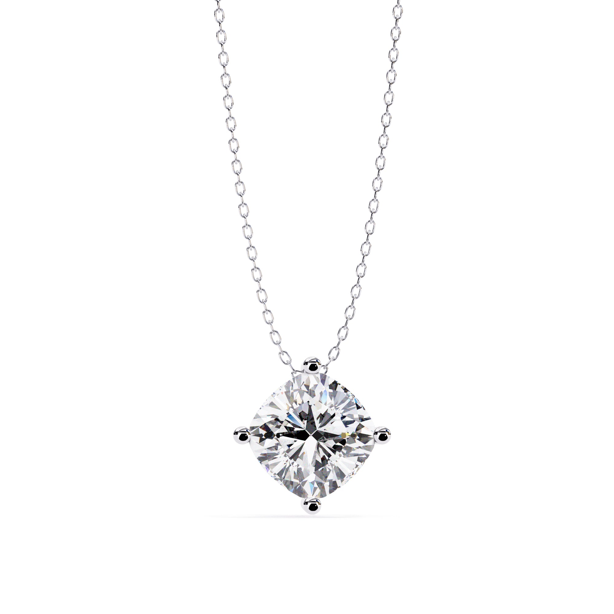 Round diamond pendant in white gold 4-prong setting
