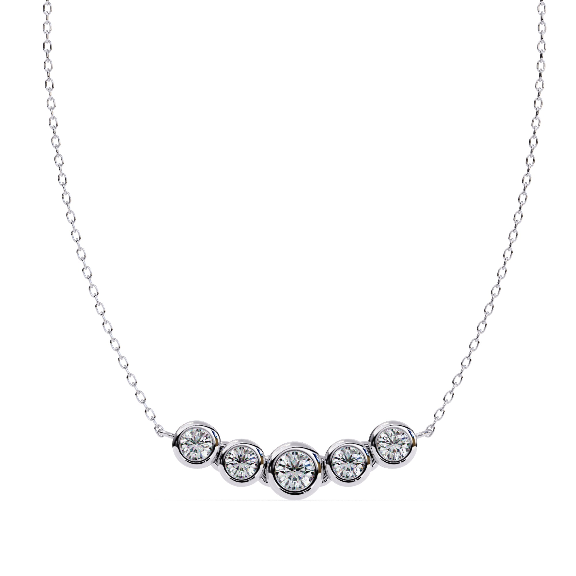 Five-stone diamond necklace in White Gold