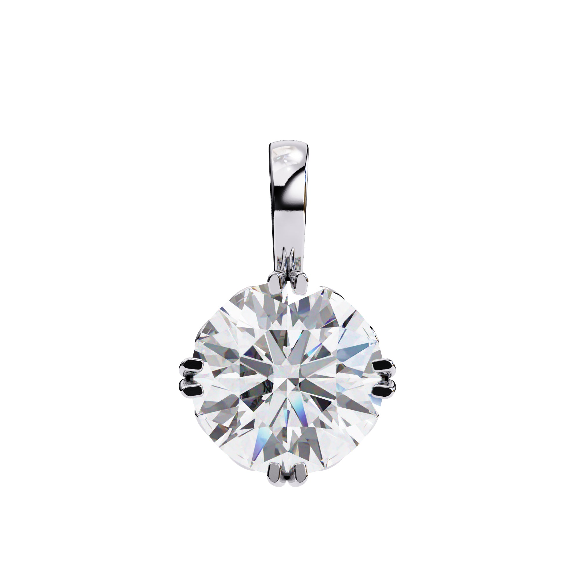 White Gold prong-set solitaire diamond pendant for women