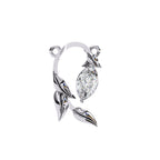 Marquise-cut diamond pendant with leaf pattern in White Gold