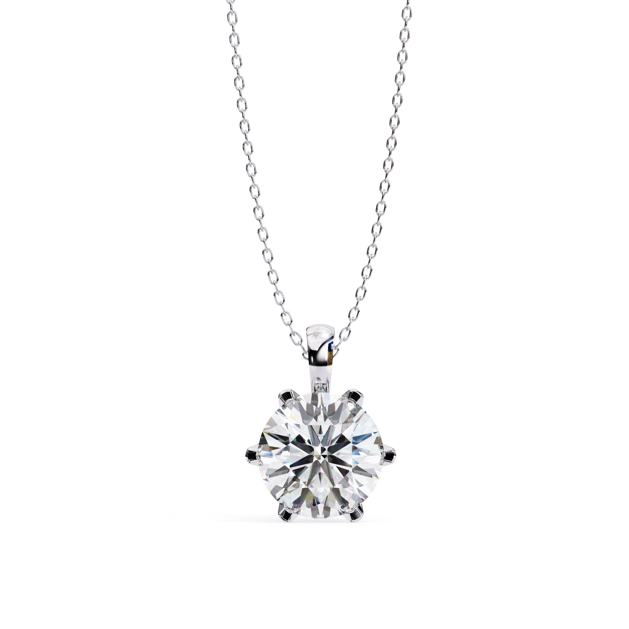 Solitaire 6-Prong Setting Round Diamond Pendant
