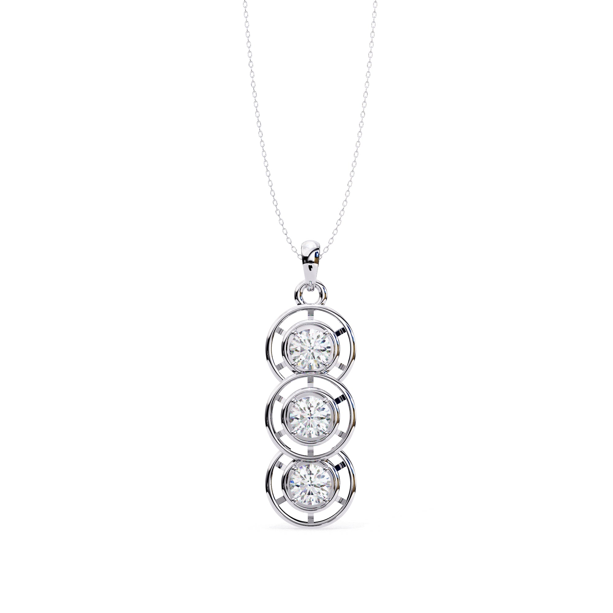Three-circle diamond pendant in White Gold