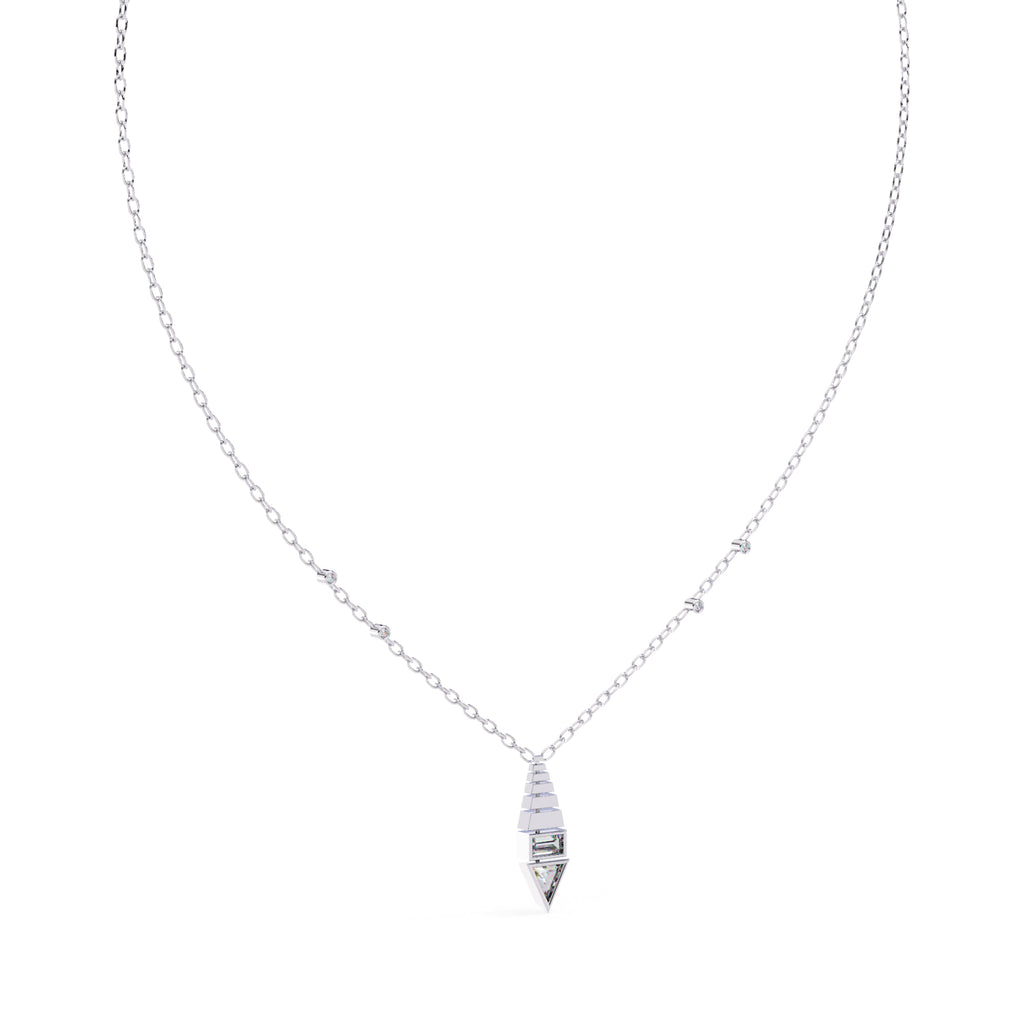 White Gold geometric diamond pendant with triangular shape