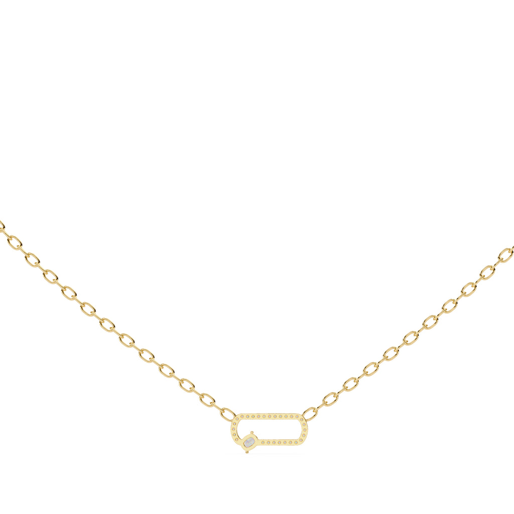 Gold chain with geometric diamond pendant