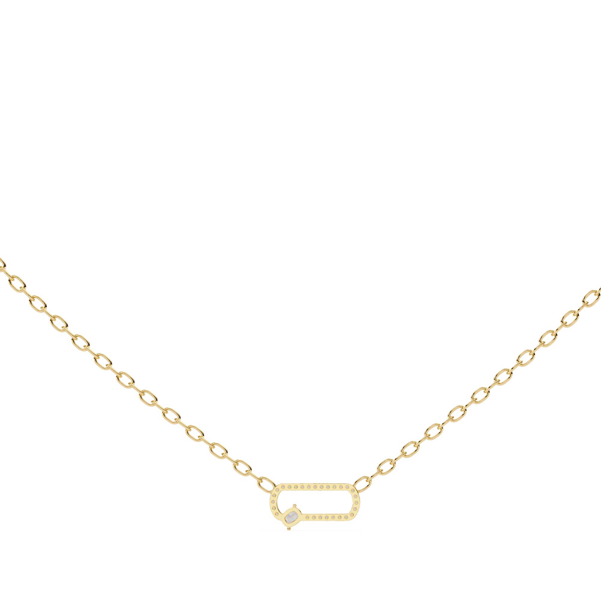 Gold chain with geometric diamond pendant