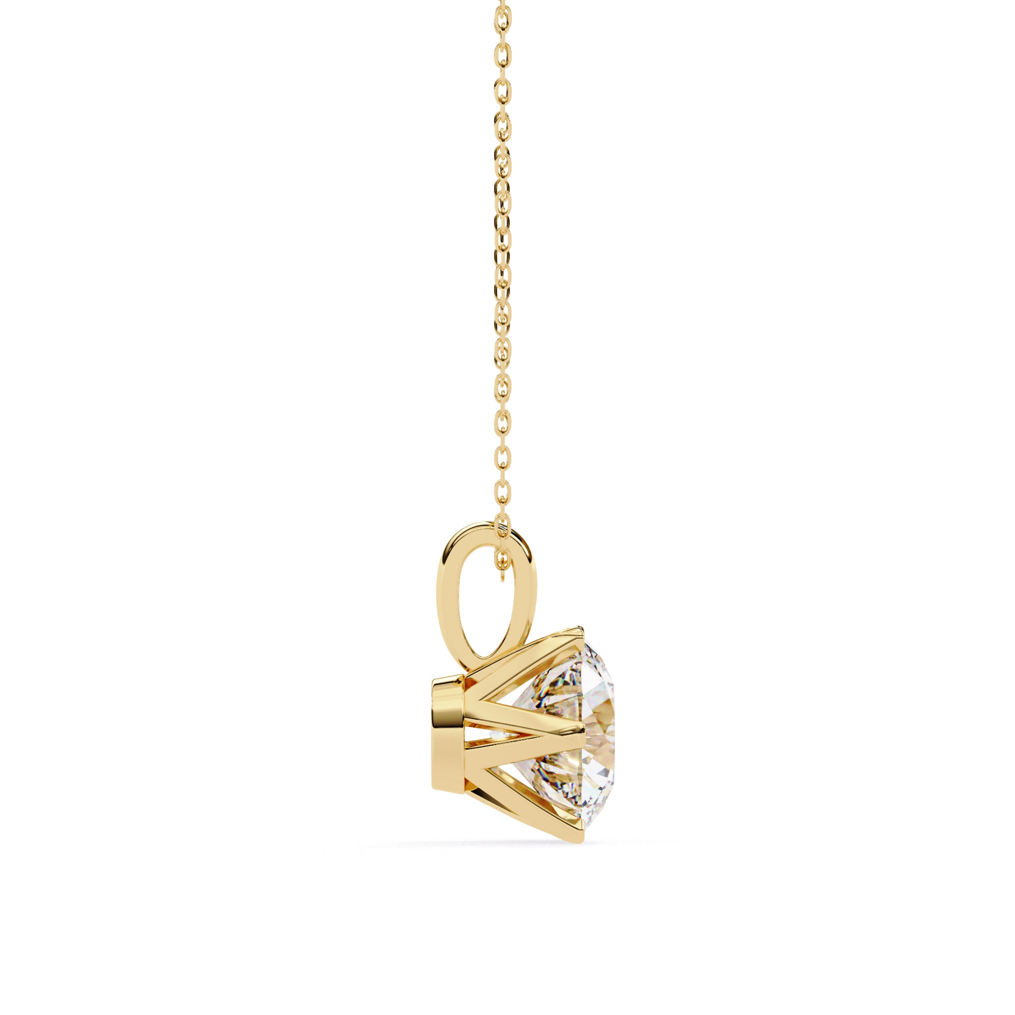 Gold prong-set round diamond pendant