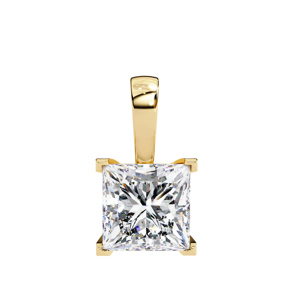 Gold 4-Prong Setting Princess-Cut Diamond Pendant