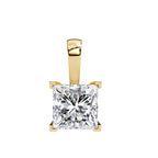 Gold 4-Prong Setting Princess-Cut Diamond Pendant