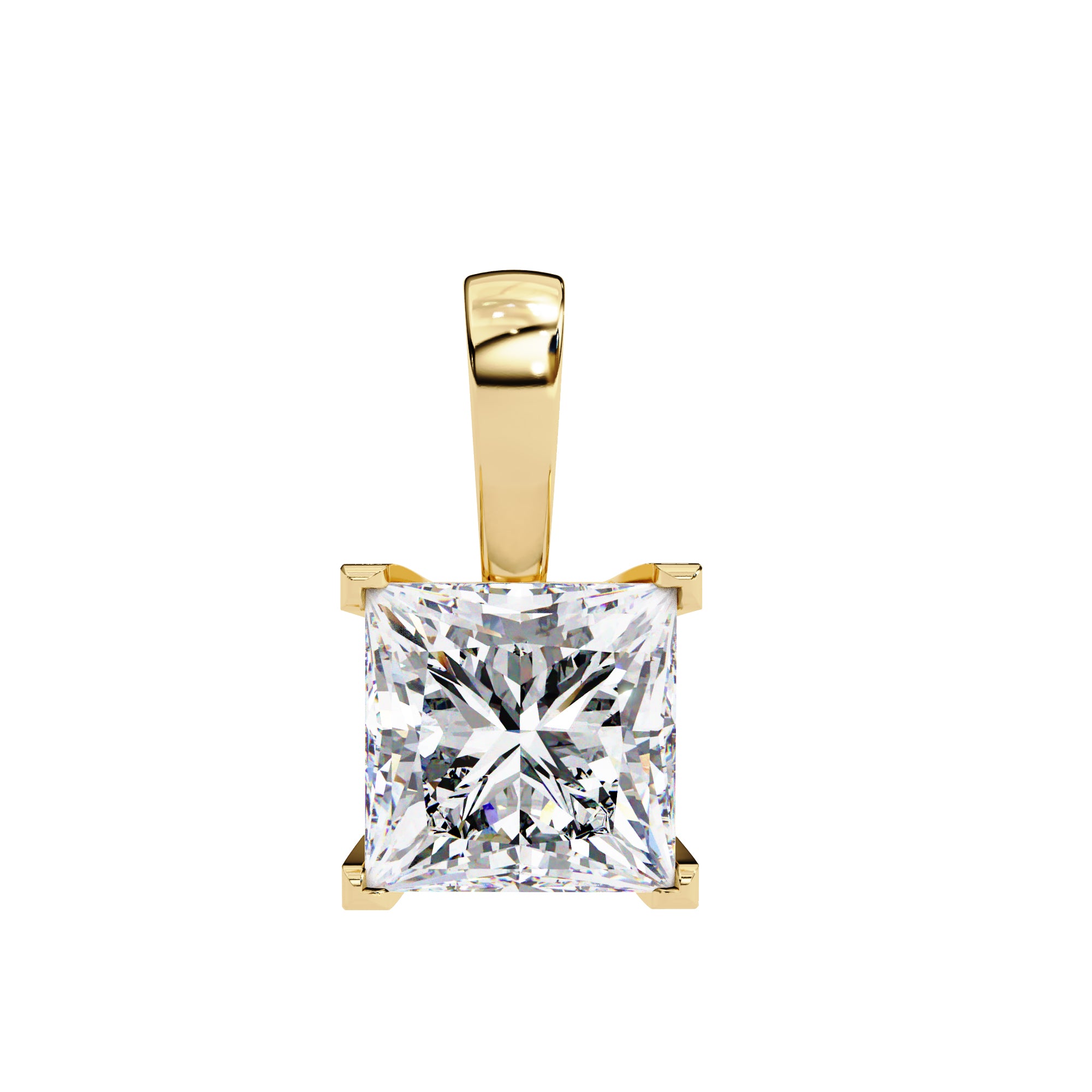 Gold 4-Prong Setting Princess-Cut Diamond Pendant